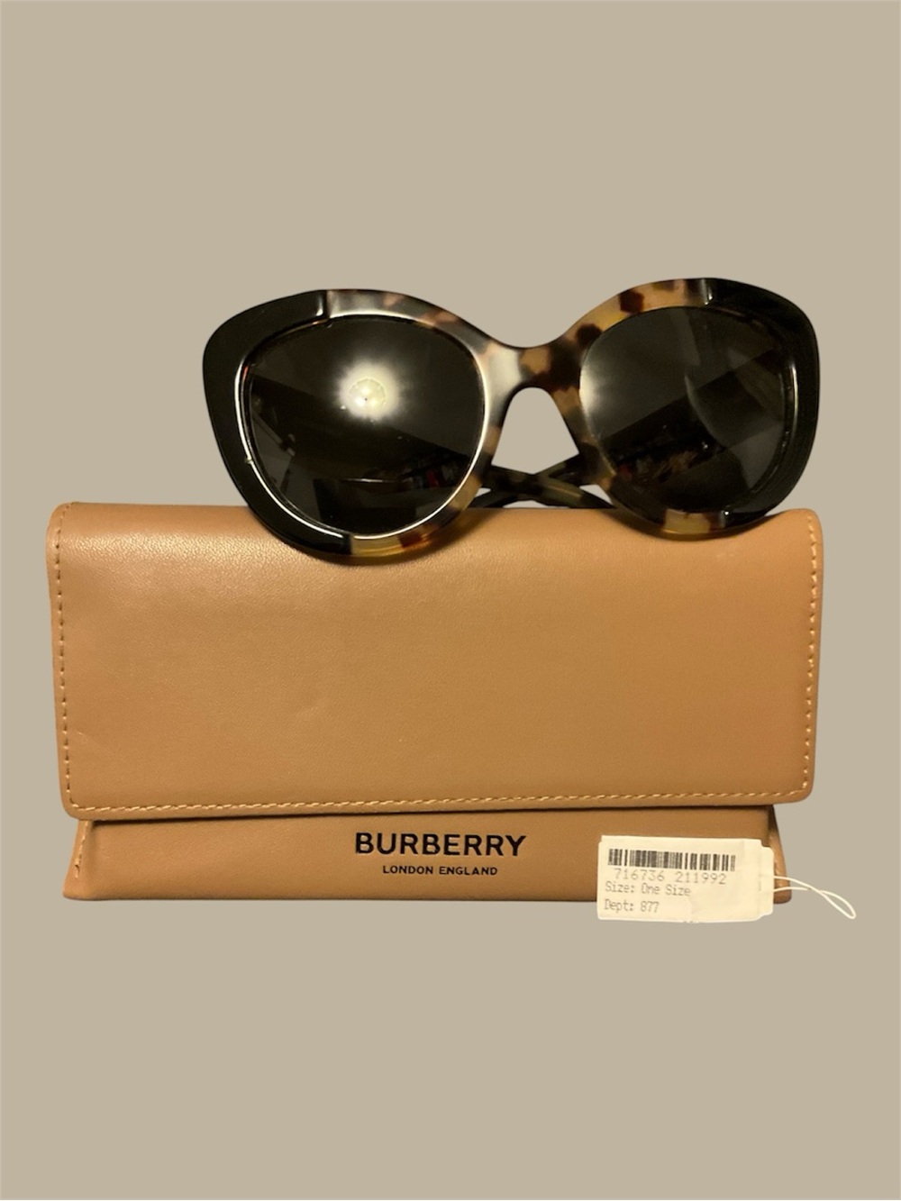 Burberry Tortoiseshell Cat-Eye Sunglasses with Dark Lenses - Picture 2 of 4